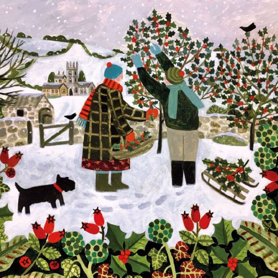 Gathering The Holly Christmas Cards - Pack of 8 by Vanessa Bowman