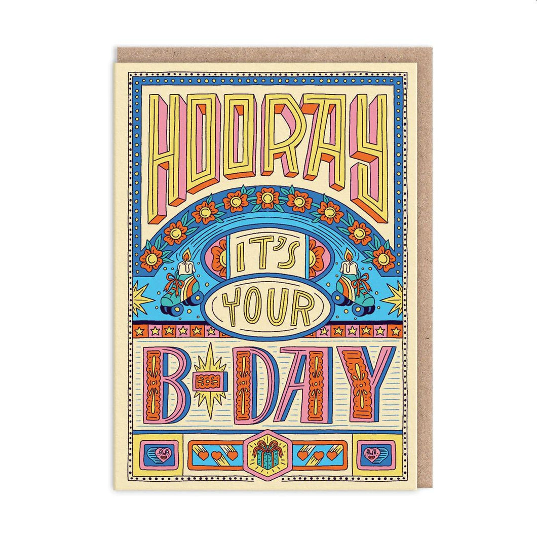 The front of the card has the words 