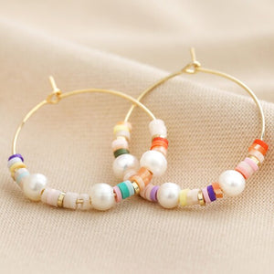 Colourful Beaded Hoop Earrings by Lisa Angel