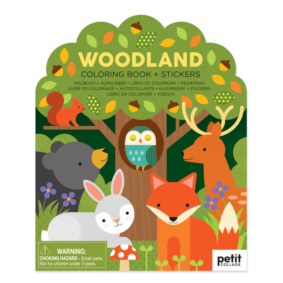 Petit Collage Colouring Book with Stickers  - Woodland