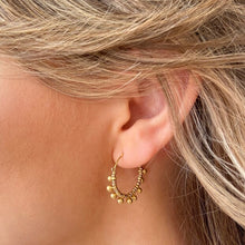 Load image into Gallery viewer, Gold Beaded Hoop Earrings by Lisa Angel
