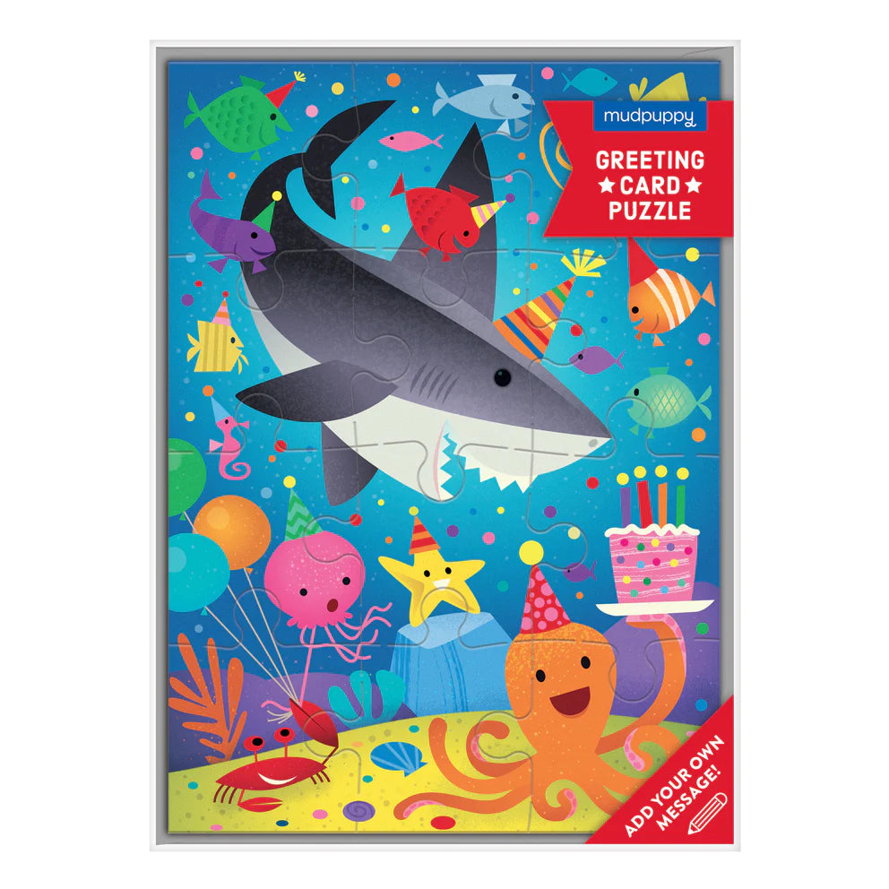 Shark Party Greeting Card Puzzle by Mudpuppy