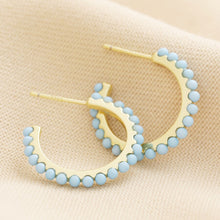 Load image into Gallery viewer, Gold &amp; Blue Stone Hoop Earrings by Lisa Angel
