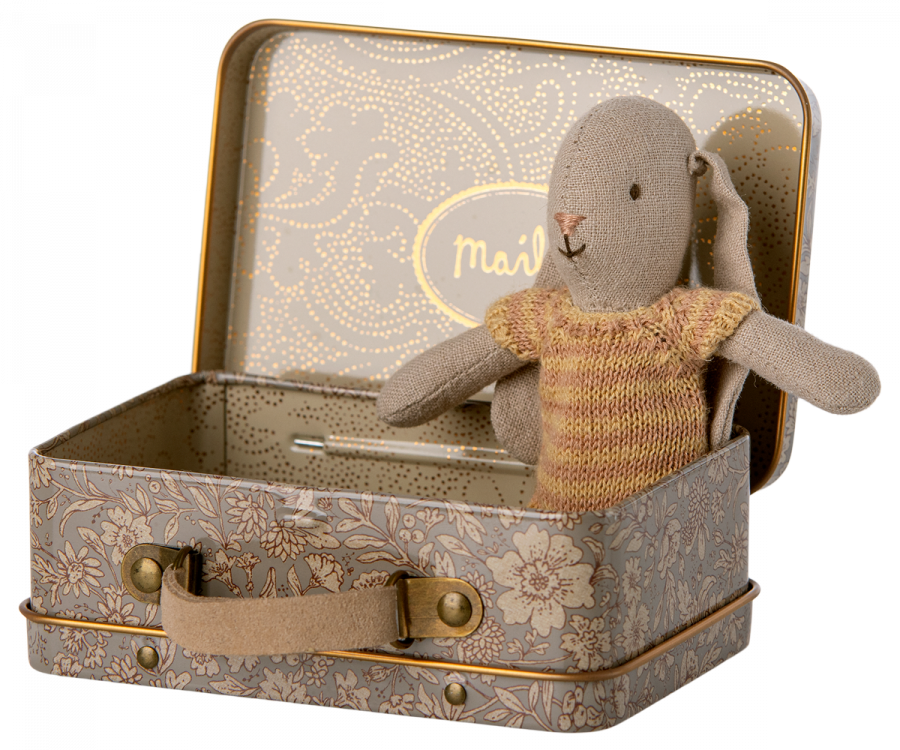 Maileg Bunny Micro in Suitcase 3 Assorted Colours