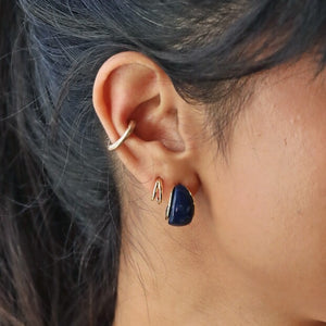 Small Navy Resin Hoop Earrings in Gold by Lisa Angel