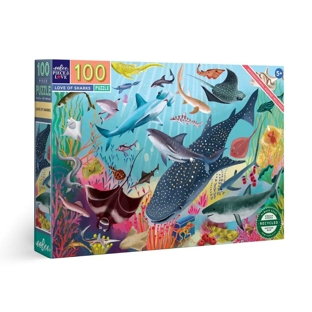 Love of Sharks 100 Piece Puzzle by Eeboo