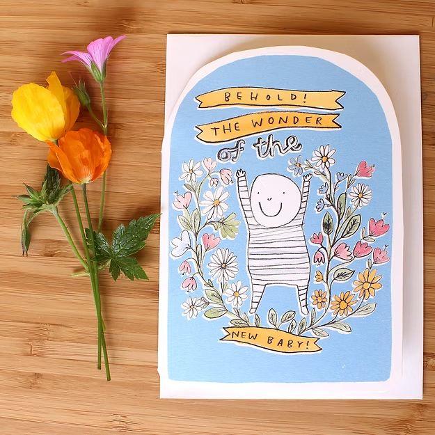Laura Skilbeck Greetings Card - Behold The New Baby!