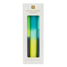 Load image into Gallery viewer, Marble Three Tone Dinner Candles - Blue, Yellow and Green

