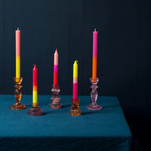 Load image into Gallery viewer, Marble Three Tone Dinner Candles - Pink, Yellow &amp; Orange
