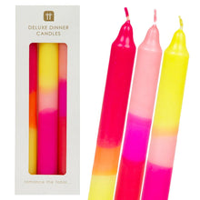 Load image into Gallery viewer, Marble Three Tone Dinner Candles - Pink, Yellow &amp; Orange
