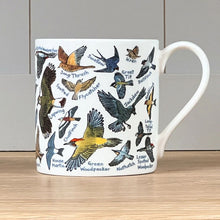 Load image into Gallery viewer, Illustrations of different British birds span the whole of the mug.
