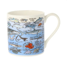 Load image into Gallery viewer, the whole of the mug with placement relevant to how deep they live within the sea.
