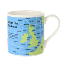 Load image into Gallery viewer, The front of the mug shows the sea areas covering the waters around the british isles

