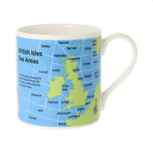 The front of the mug shows the sea areas covering the waters around the british isles