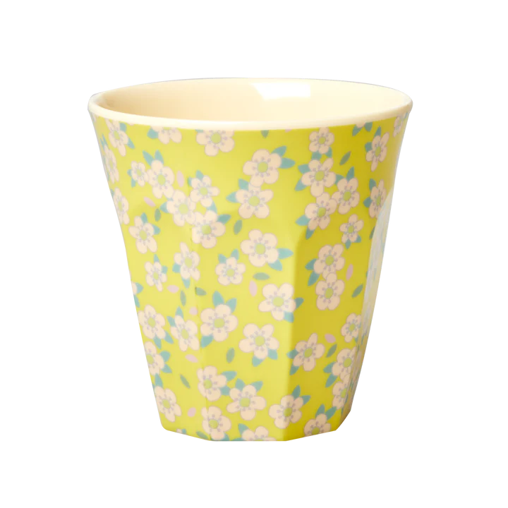 Medium Melamine Cup - Yellow Floral Print