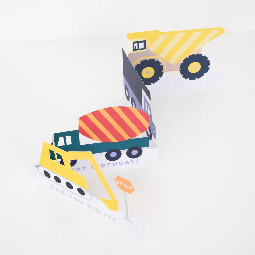 Meri Meri Concertina Birthday Card - Construction Vehicles