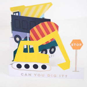 Meri Meri Concertina Birthday Card - Construction Vehicles
