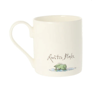 The back design of the mug. It features an illustration of a frog with Quentin Blake's signature above.