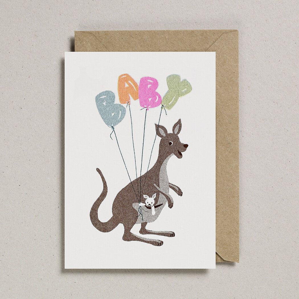 Riso New Baby Card Kangaroo by Petra Boase