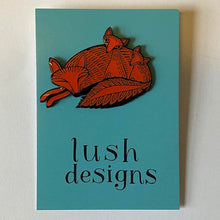 Load image into Gallery viewer, Fox and Cubs Pin Badge by Lush Designs
