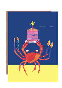 Party Crab and Cupcake Birthday Card by Hutch Cassidy