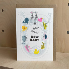 Load image into Gallery viewer, New Baby Card - Riso Print Splish Splash by Petra Boase
