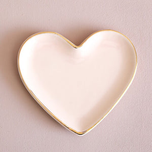 Pink Heart Trinket Dish by Lisa Angel | £7.99. A sweet heart-shaped ceramic trinket dish with a soft pink finish and metallic gold edging.