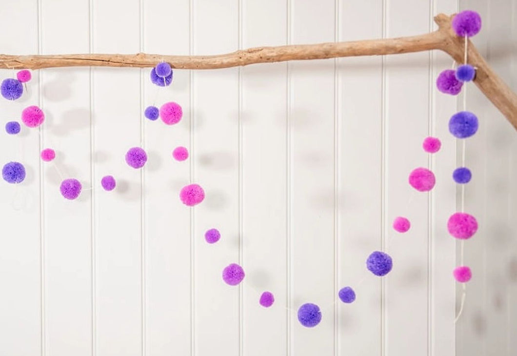 Pom Pom Garland - Lilac and Violet
