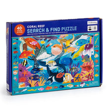 Load image into Gallery viewer, box of the jigsaw has an illustration showing the puzzle which has many different colourful sea creatures swimming in the ocean.  There is a border running around the picture with all the different creatures to find in the picture
