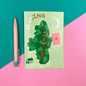 Sending Love Greetings Card by Icka Print