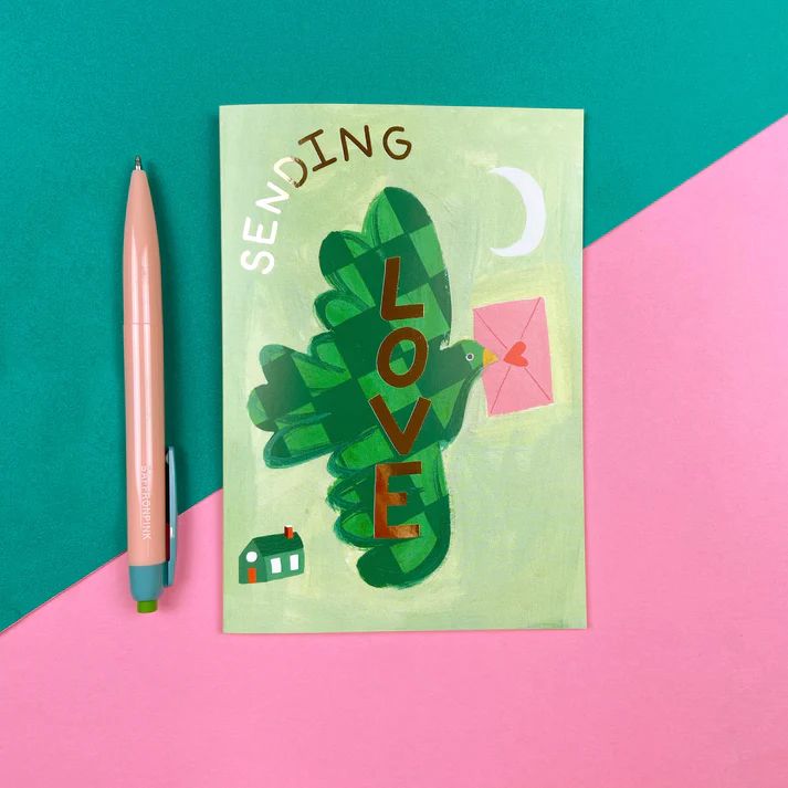 Sending Love Greetings Card by Icka Print