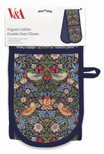 Load image into Gallery viewer, Morris &amp; Co Organic Cotton Double Oven Gloves - Strawberry Thief
