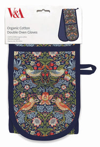 Morris & Co Organic Cotton Double Oven Gloves - Strawberry Thief