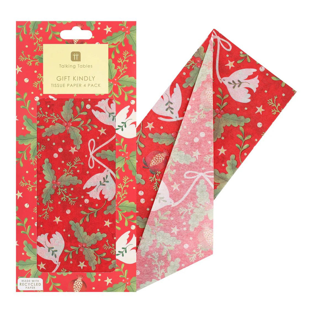 Talking Tables Folklore Red Christmas Tissue Paper - 4 Sheets