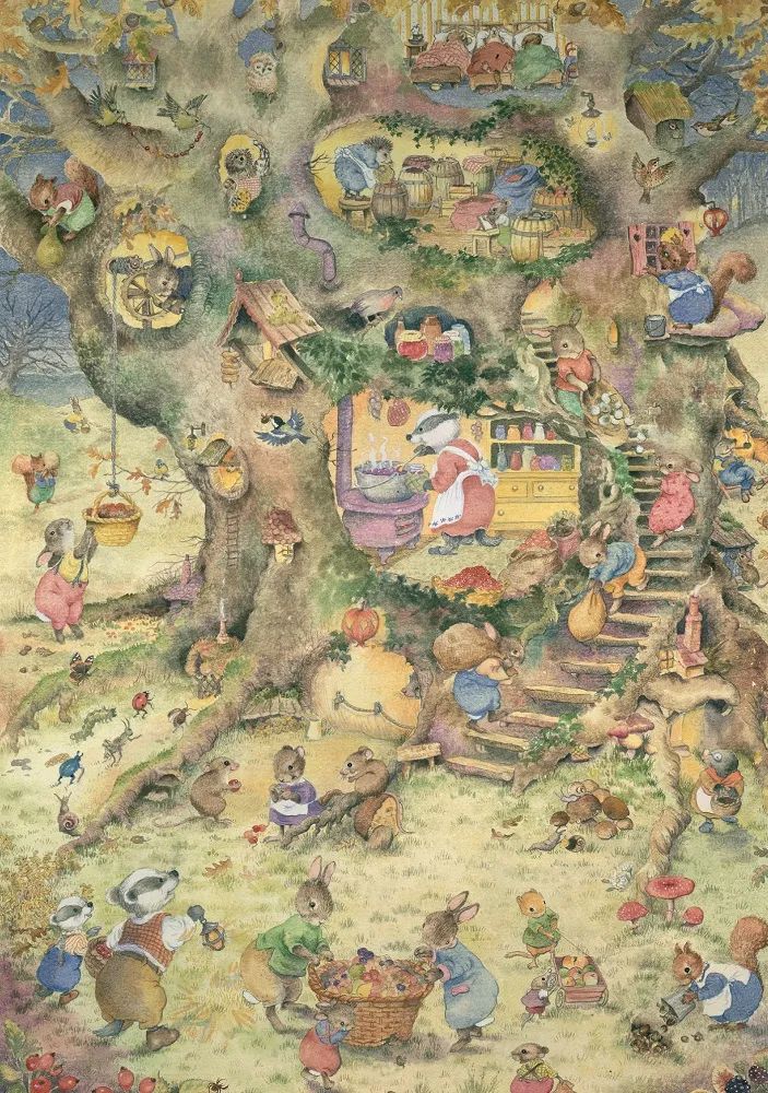 The Porch Fairies Greetings Card - Harvest Tree