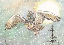 Load image into Gallery viewer, The Porch Fairies Greetings Card - Owl Ride
