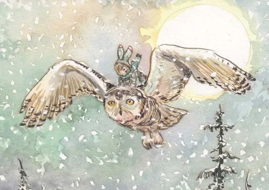 The Porch Fairies Greetings Card - Owl Ride
