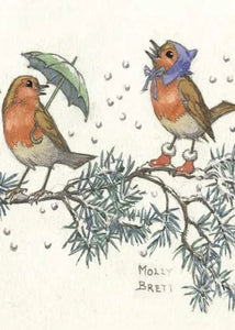 The Porch Fairies Greetings Card - Robins on Branch