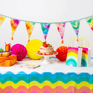 100% Cotton Rainbow Tie Dye Fabric Bunting by Talking Tables