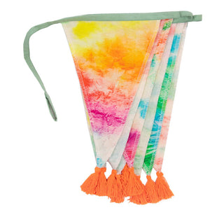 100% Cotton Rainbow Tie Dye Fabric Bunting by Talking Tables