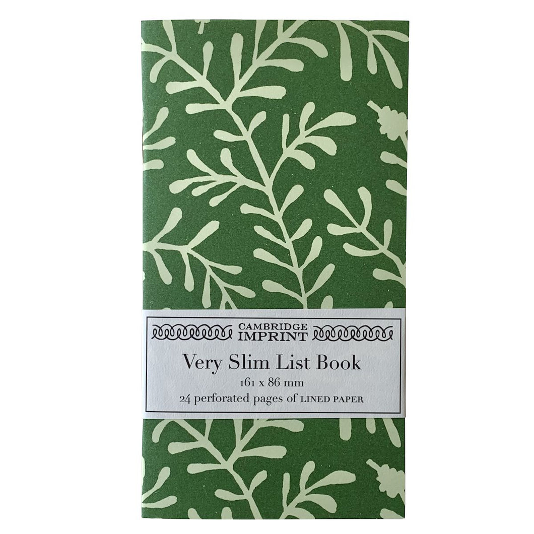 Very Slim List Book, Sprig Pea Green by Cambridge Imprint