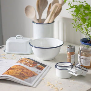 White Enamel Butter Dish