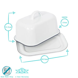 White Enamel Butter Dish