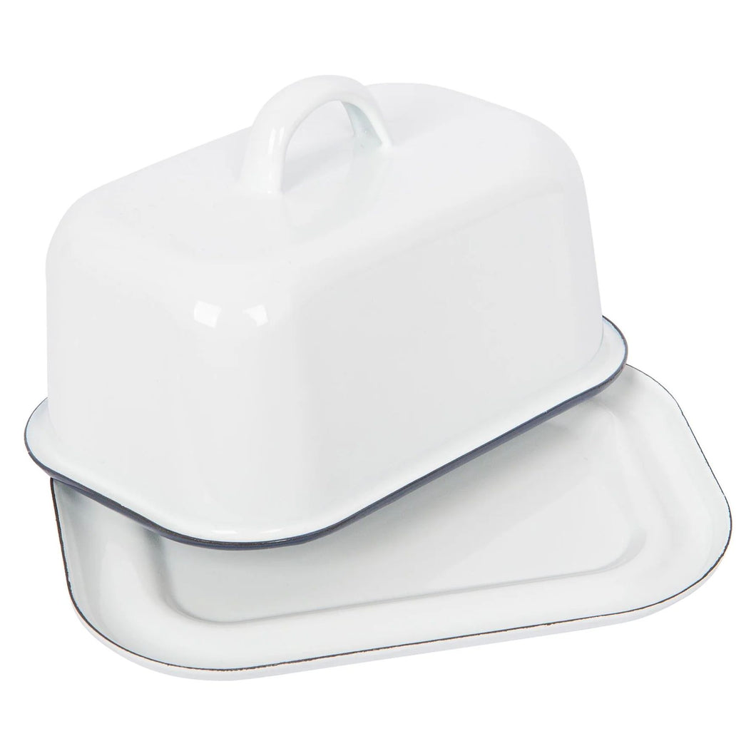 White Enamel Butter Dish