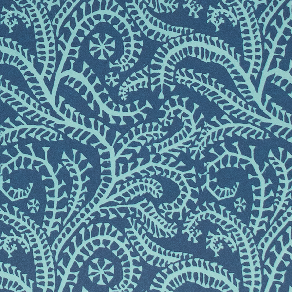 Cambridge Imprint Patterned Paper By Peggy Angus - Seaweed Paisley Cyanotype