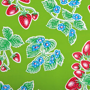 Oilcloth, Strawberries, Green by Kitsch Kitchen, 25cm