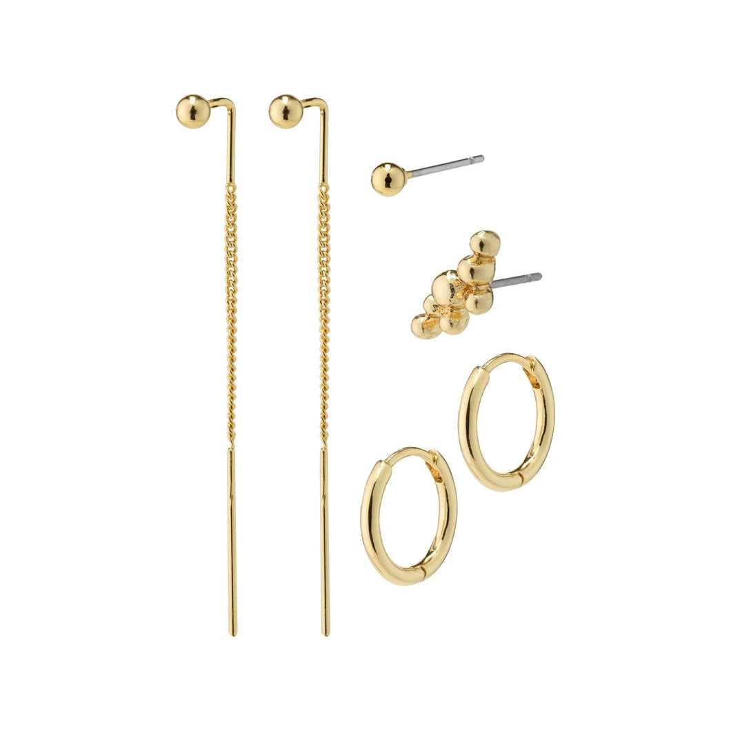 SIV Earrings 4-In-1 Set Gold Plated by Pilgrim