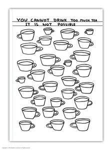 David Shrigley Notebook, Drink Too Much Tea - Gazebogifts