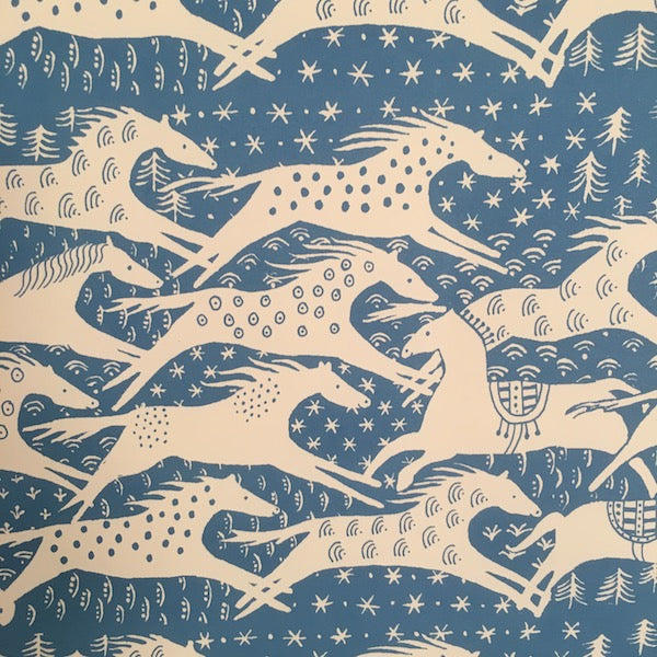 Cambridge Imprint Patterned Paper By Peggy Angus - Horses Blue