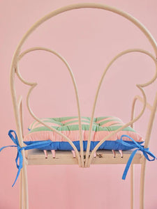 Chair Cushion, Pink & Blue Striped Print